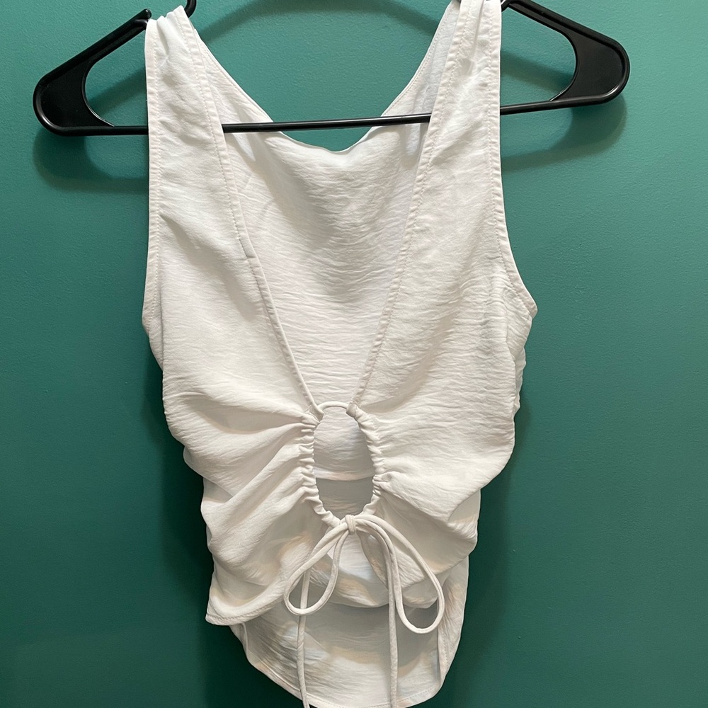 H&M Tie Back White Tank, Size XS, NWT
